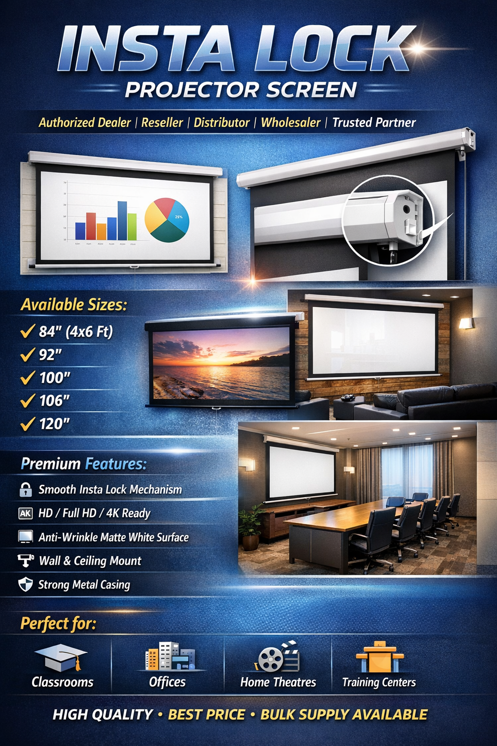 Insta Lock Projector Screen Dealer India