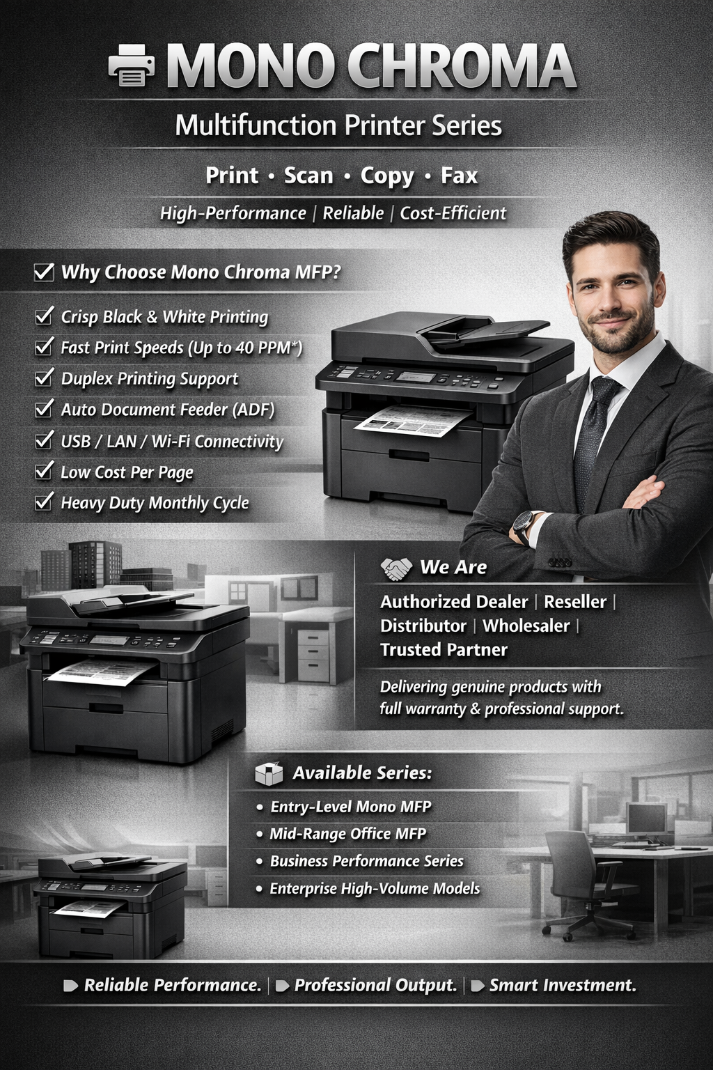 High-Volume Monochrome Multifunction Printer Systems