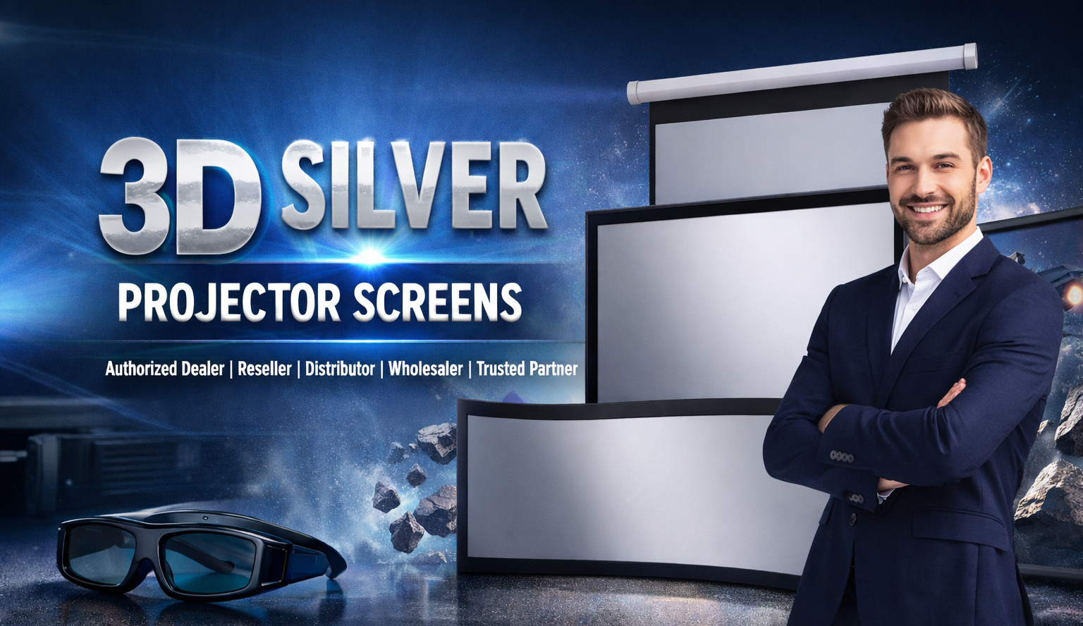 Silver Net Projector Screen 3D Silver Projector Screen Authorized Dealer & Distributor in Surat ...