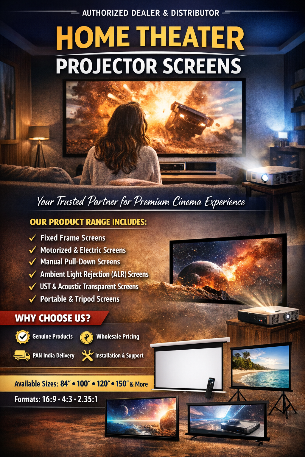 Home Theatre Projector Screen Dealer India