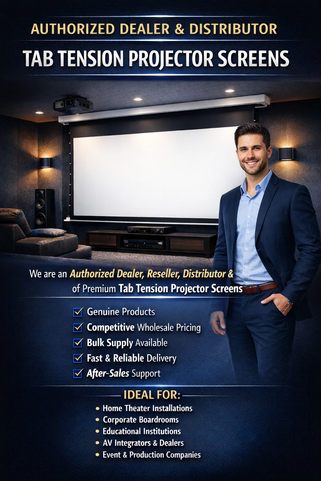 Home Theater Tab Tension Projector Screen Systems